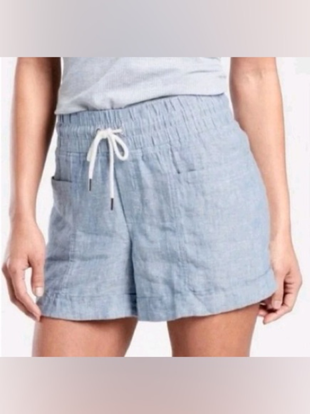 Athleta Cabo Linen 4” Chambray Shorts | Size 8